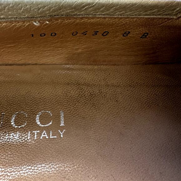 Gucci Loafers Leather Slip On Shoes Heeled Square Toe Italy Cream 8B main image 4